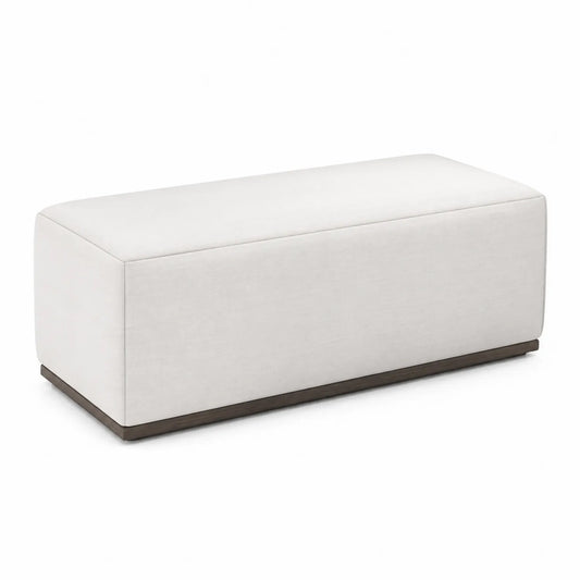 Pouf rectangulaire en tissu avec base en bois 120cm