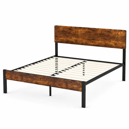 Lit double en métal et bois 200x140cm