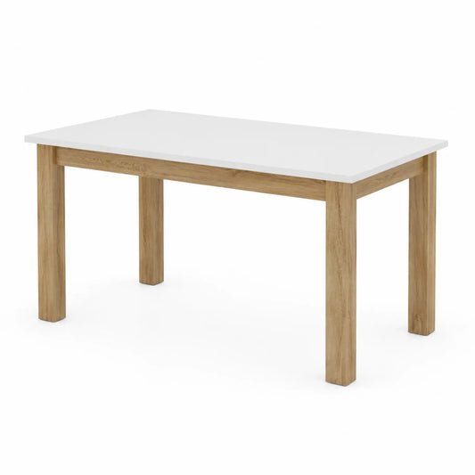 Table à manger rectangulaire 120x80x75 cm MDF Blanc et Bois d'ingénierie Chêne