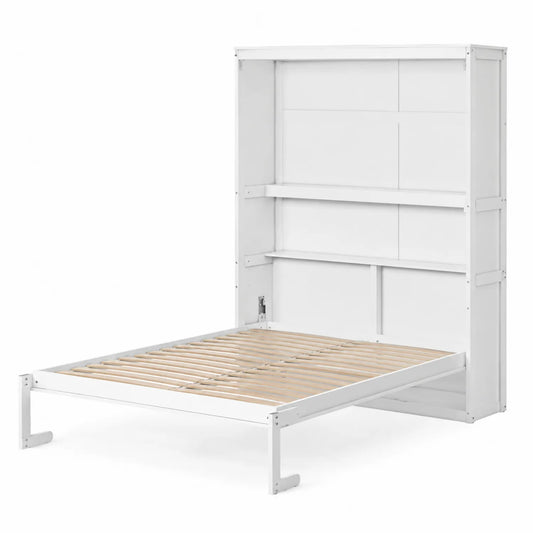 Lit escamotable en métal et bois avec étagères intégrées 200x140 cm