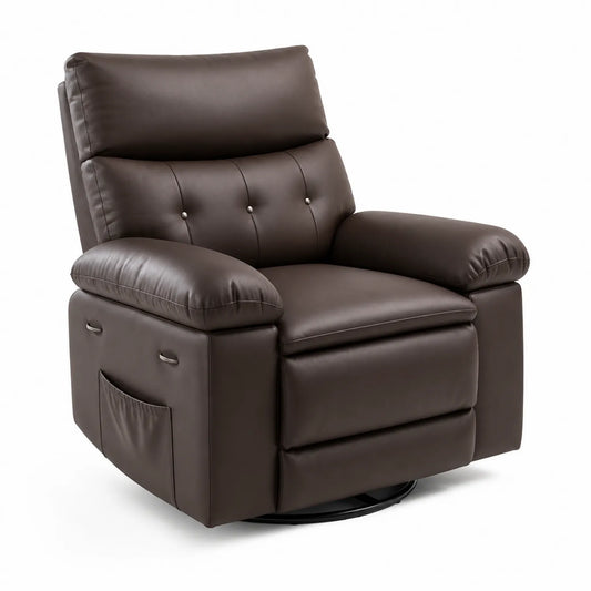 Fauteuil pivotant en cuir synthétique brun