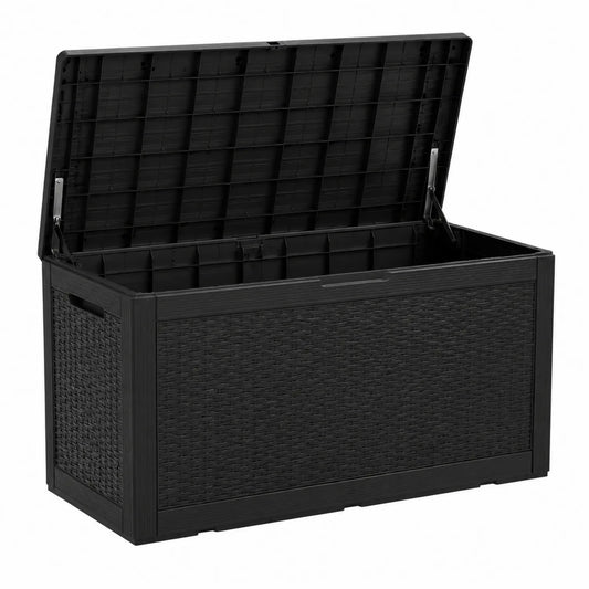 Coffre de Rangement en Résine Tressée Noir 120x60x55 cm