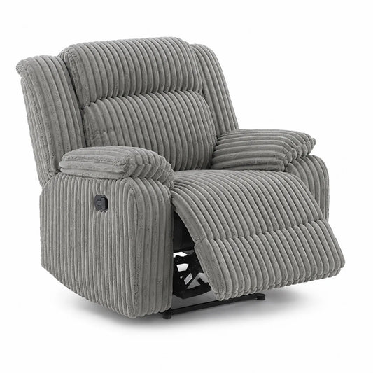 Fauteuil inclinable en tissu côtelé avec repose-pieds