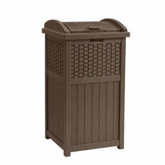 Poubelle en plastique imitation bois marron 39x39x78 cm